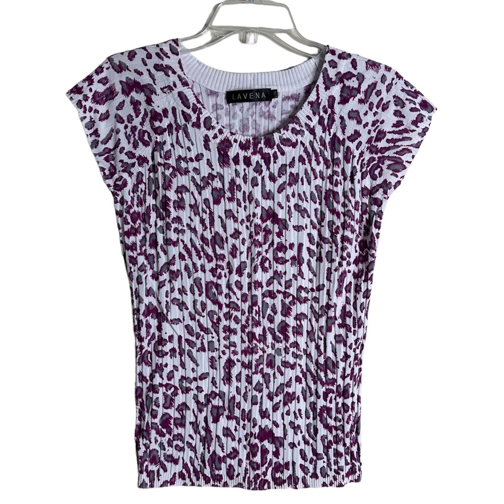 Lavena Women’s Ribbed Knit Short Sleeve Pullover Top L/XL